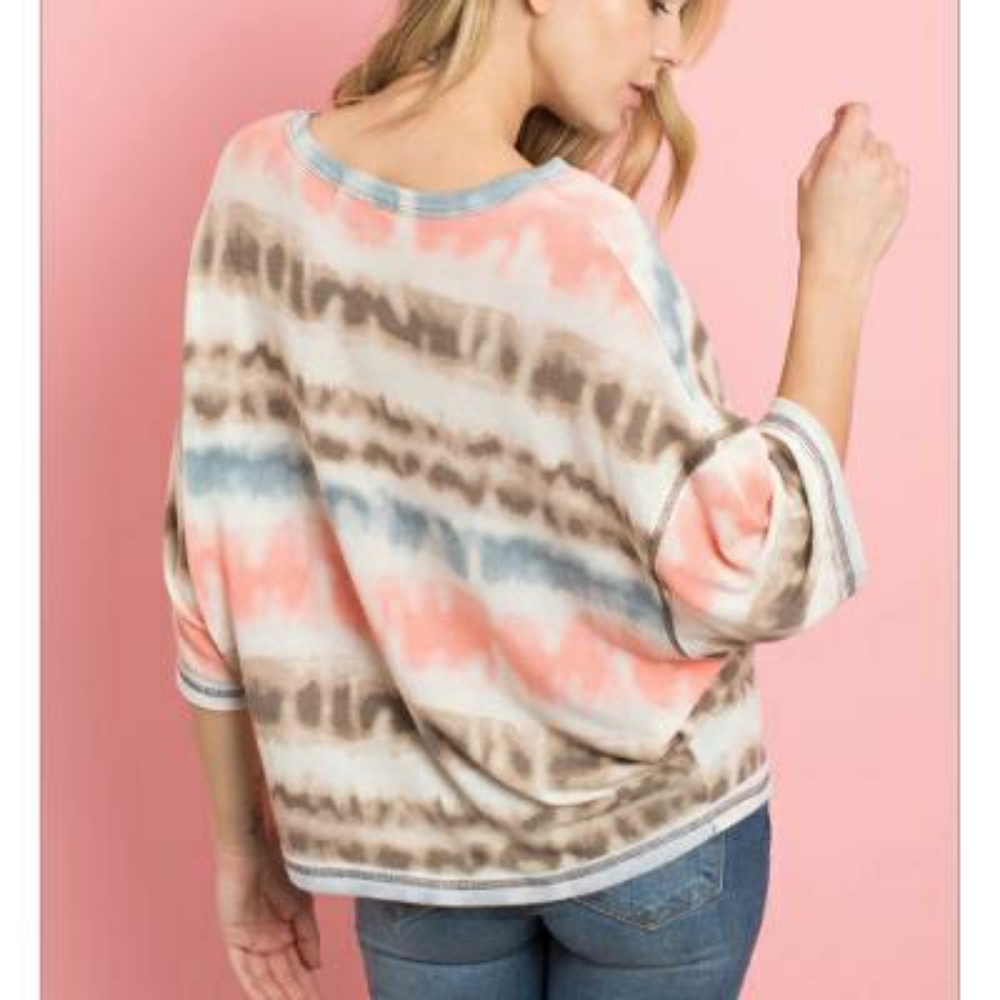 LAST ONE❗Jolie Chic Multicolor Tie-Dye Short Sleeve Top - Picture 4 of 9